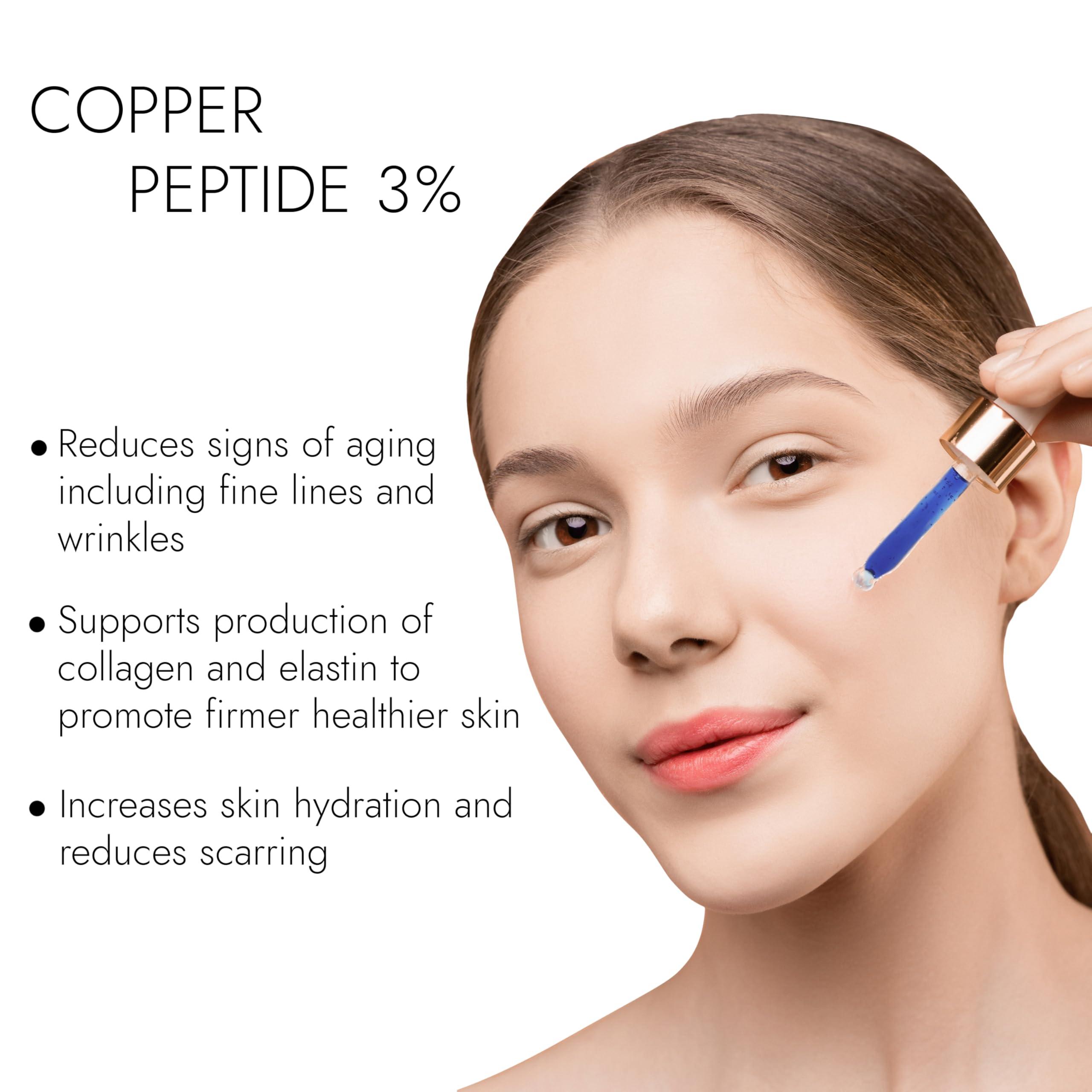 NinthAvenue Basics Copper Peptides Serum For Face - Strongest Available - Copper Peptide 3% - Powerful Anti-Aging Formula to Hydrate Skin, Reduce Wrinkles and Plump - 1.0 oz