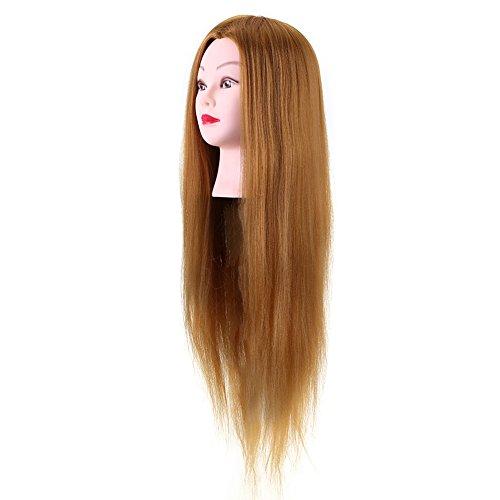 Cimenn Hair Practice Manikin Head, Makeup Mannequin Head Long Straight Hair Dresser & Practice Long Training Head Golden Synthetic Hair with 40% Real Hair Braiding Manikin Head Doll Cosmetology Head