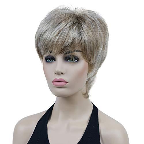 Lydell Lydell 6" Short Straight Layered Hair Full Synthetic Wig (H16/613 Blonde Highlighted)