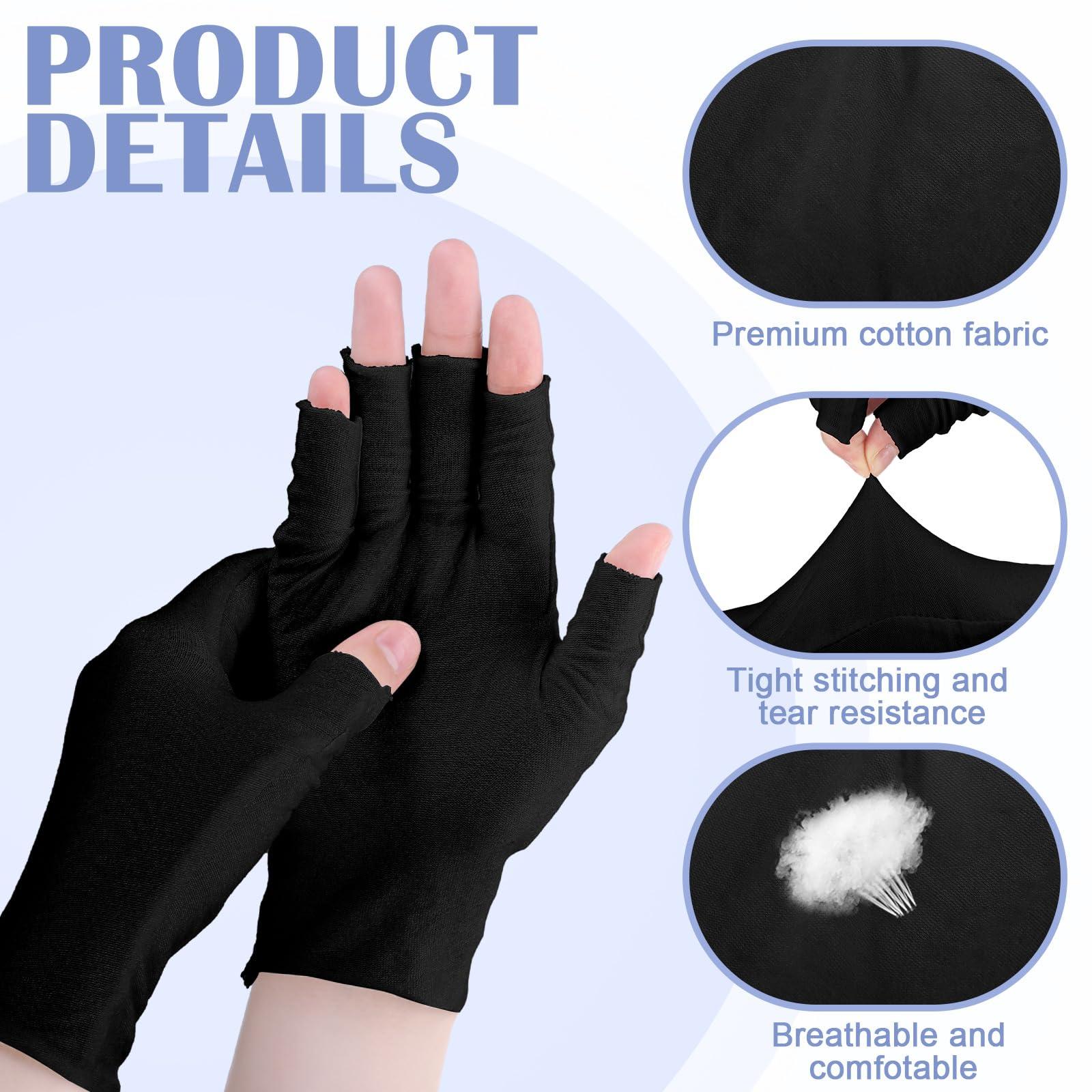 Geyoga Geyoga 6 Pairs Fingerless Moisturizing Gloves Eczema Cotton Gloves for Adults Half Finger Touchscreen Lotion Overnight Dry Hands for Women Sleeping(Black)