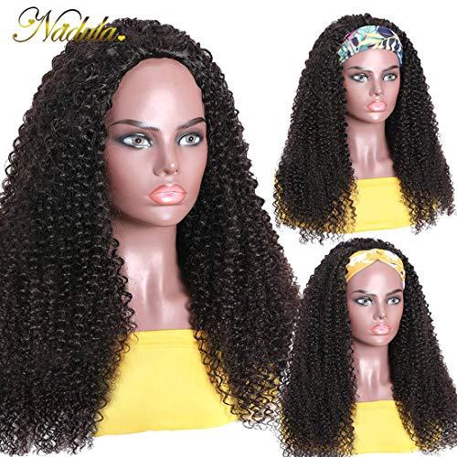 Nadula Nadula Malaysian Afro Kinky Curly Half Wigs Human Hair for Black Women, 100% Unprocessed Headband Half Wig Virgin Hair Glueless Wear and Go Wig 150% Density 20 Inch