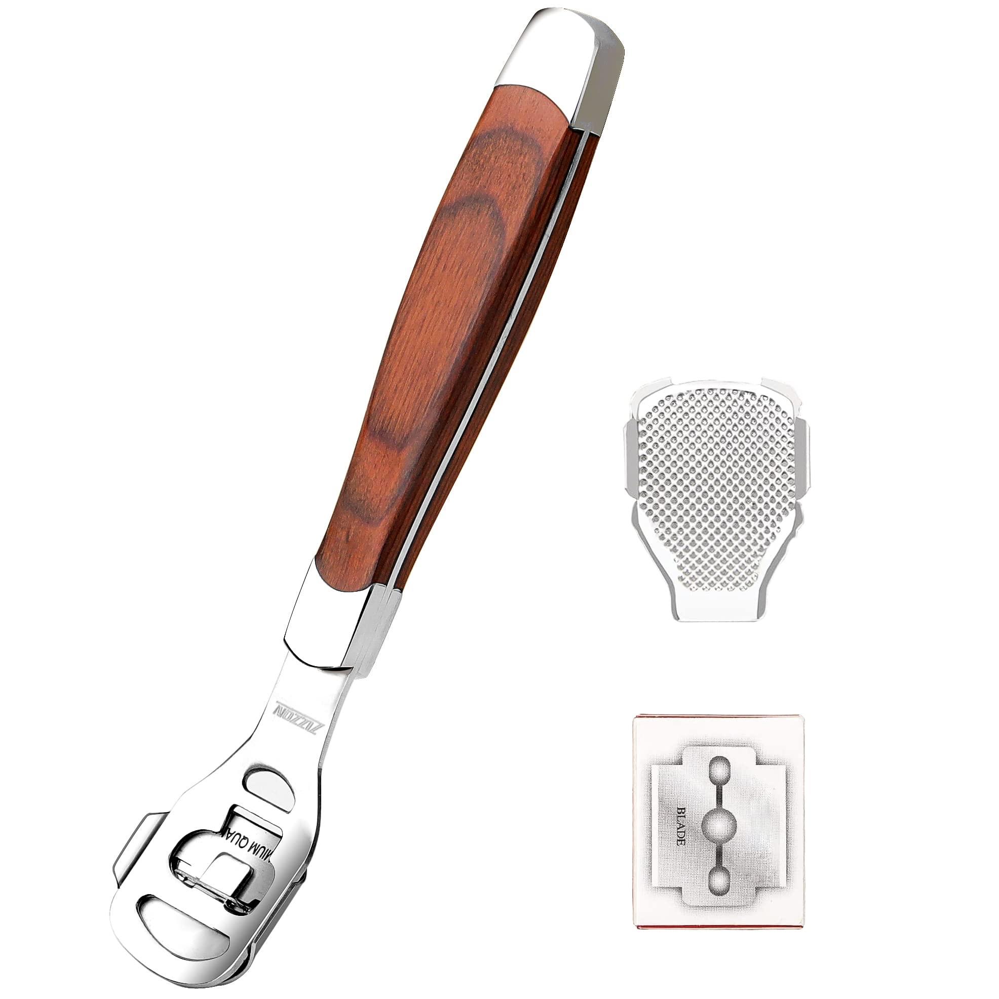 ZIZZON ZIZZON Foot Care Pedicure Callus Shaver Hard Skin Remover Wood Handle 10 Blades ZIZZON