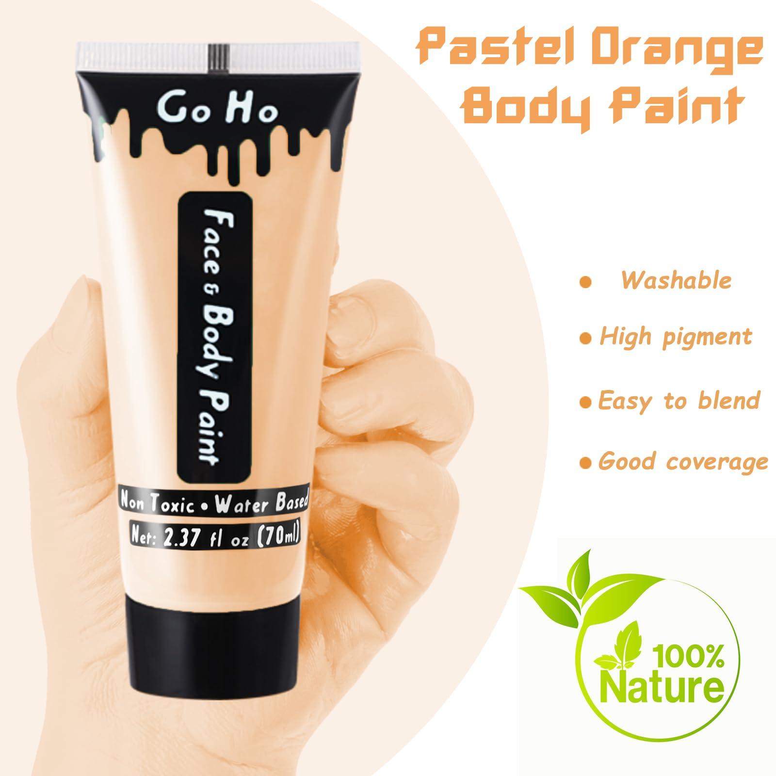 Go Ho Go Ho Pastel Orange Body Paint Washable(2.37 oz,70 ml),Water Based Cream Pastel Orange Face Body Paint for SFX Cosplay Costumes Festivals Halloween Makeup