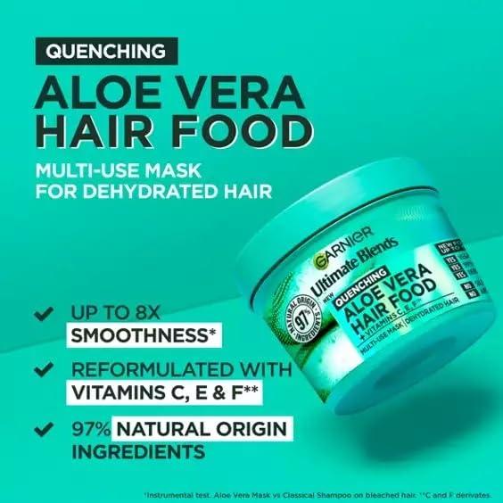Garnier Garnier Hair Food Multi-use Hair Treatment Mask, Offers 8x More Hydration, Ideal for Dehydrated hair, No Silicones, Vegan Formula, Aloe Vera, Ultimate Blends, 400ml