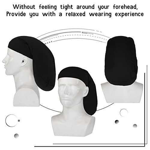 Tatuo Tatuo 4 Pieces Unisex Dreadlock Cap Long Hair Dreads Head Wrap Sleeping Cap Hair Accessories Sleep Bonnet for Men Women (Black)