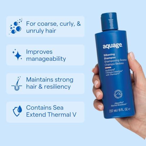 AQUAGE Aquage SeaExtend Silkening Shampoo, Smoothes and Silkens Coarse, Curly Hair, 8 oz.