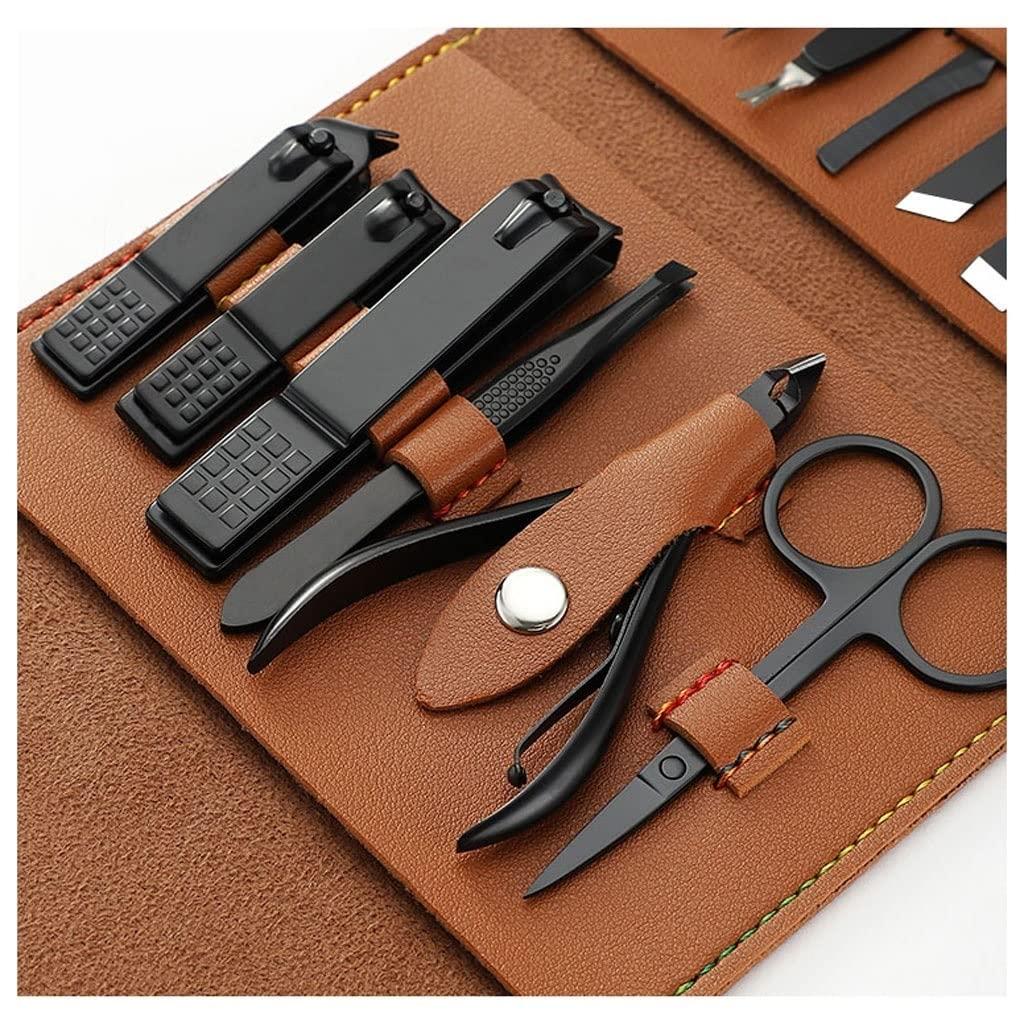 LUNIZ LUNIZ Manicure Set Men\'s Special Carbon Steel Nail Clipper Set Black Ear Spoon Tool Home Pedicure Nail Clipper Beauty Manicure Nail Tool Set Manicure Nail Clippers Kit (Color : A)