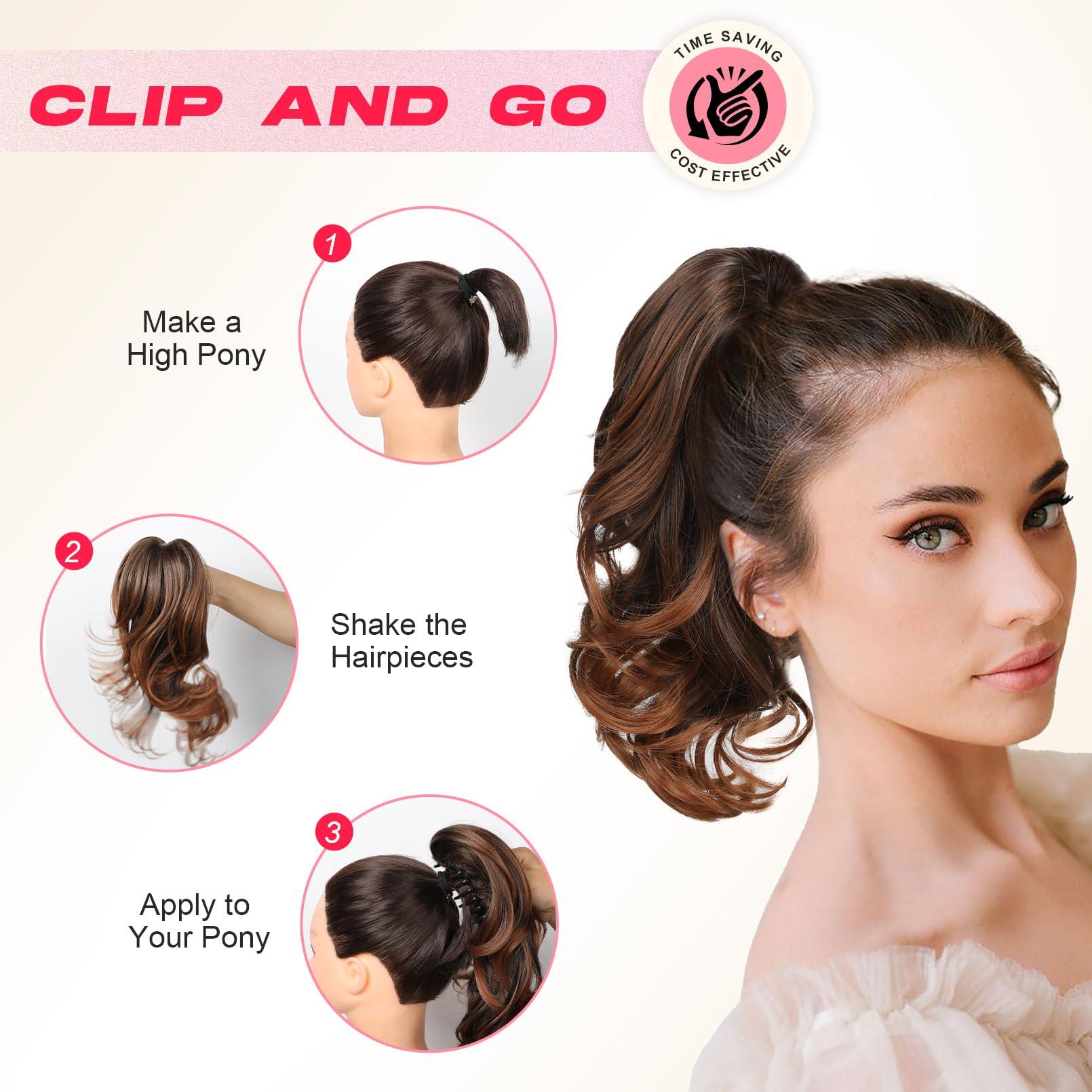 NTYNTY NTYNTY Ponytail Extension, 14\" Claw Clip in Ponytail Hair Extensions Natural Soft Synthetic Layered Wavy Pony Tail Hair Pieces for Women - Light Blonde