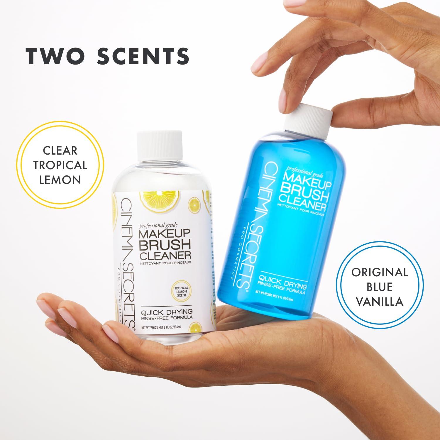 CINEMA SECRETS Cinema Secrets Original Makeup Brush Cleaner Solution & Spray Combo - Professional Cleanser for Makeup Brushes - Quick-Drying & Rinse-Free - Removes Built-Up Make Up - Vanilla (16 fl oz & 2 fl oz)