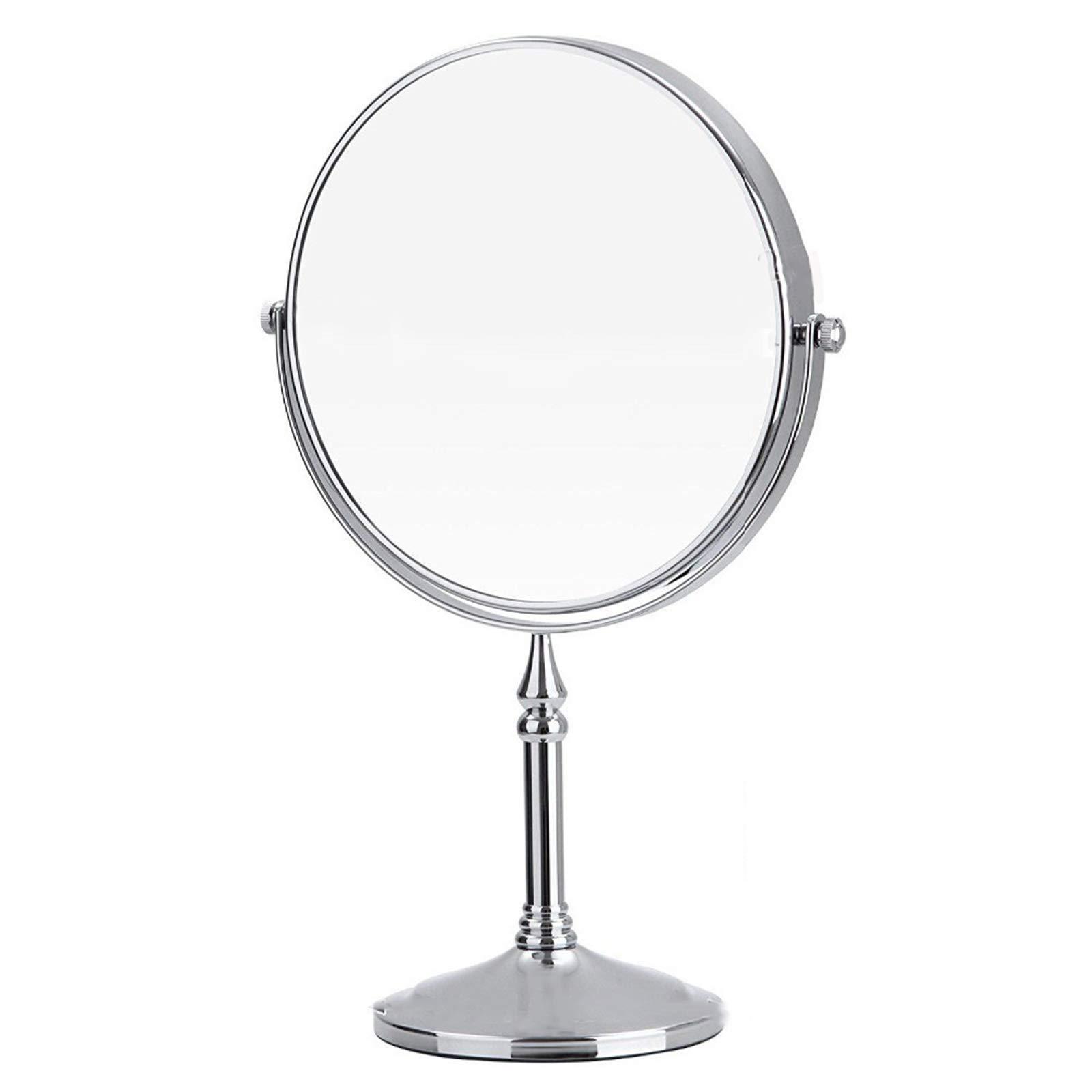 QQAMOGNNK QQAMOGNNK 8 Inch Double Sided Standing Makeup Mirrors, Magnification & Regular Professional 360 Rotating Brass Vanity Cosmetic Mirrors,Chrome,10X