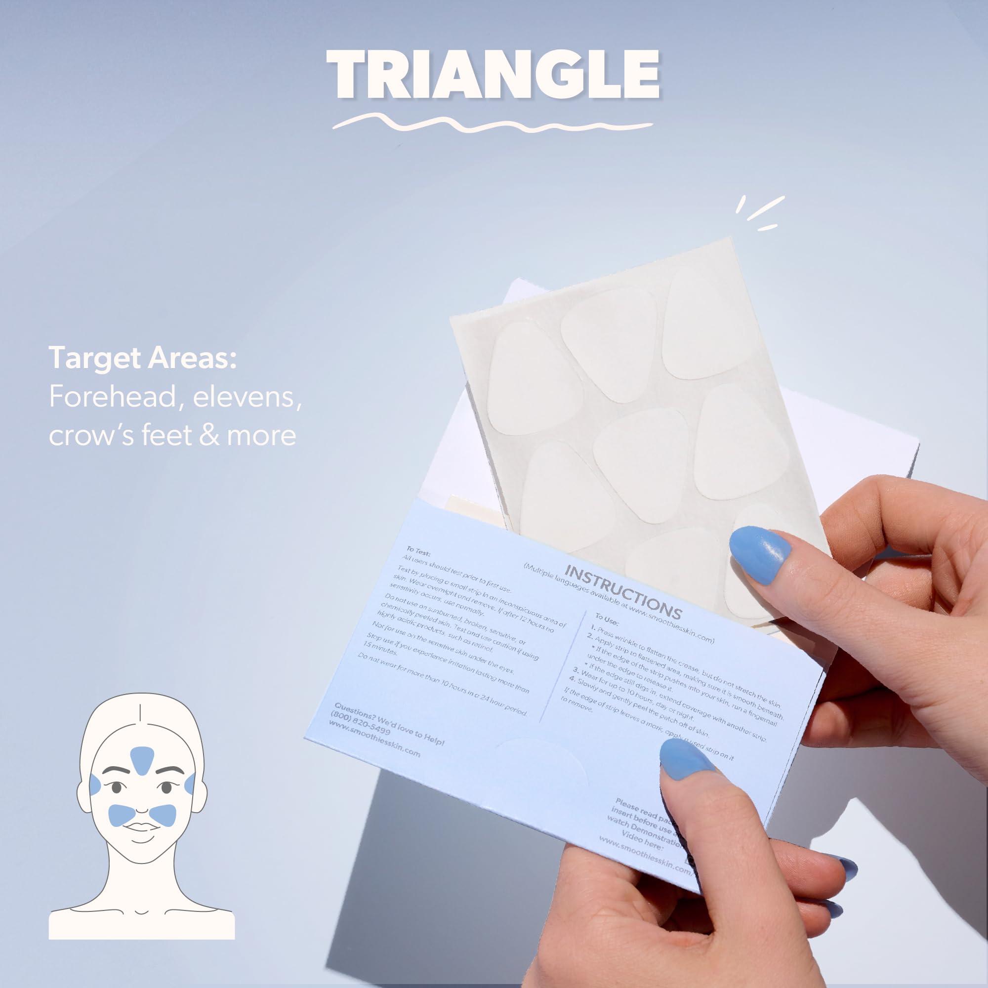 Smoothies Smoothies Triangle Wrinkle Patches for Face Overnight - Facial Patches for Elevens, Crows Feet and more, 144 Facial Adhesives per Box - Face Tape, Made in the USA