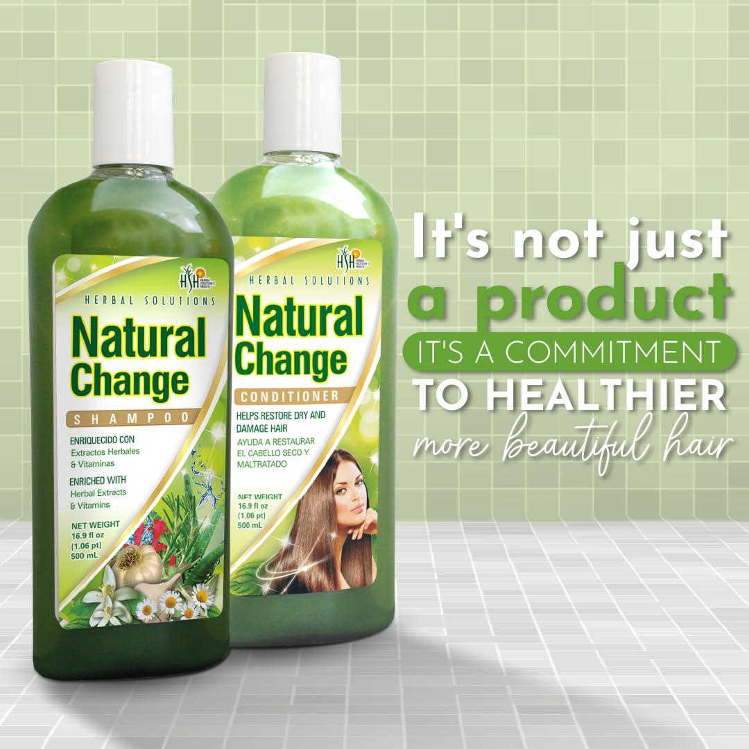 Herbal Solutions Health Herbal Solutions Natural Change Green Shampoo - Herbal Extracts & Vitamins Infused Shampoo for Deep Nourishment - Enriched with Rosemary, Horsetail - 16.9 fl oz