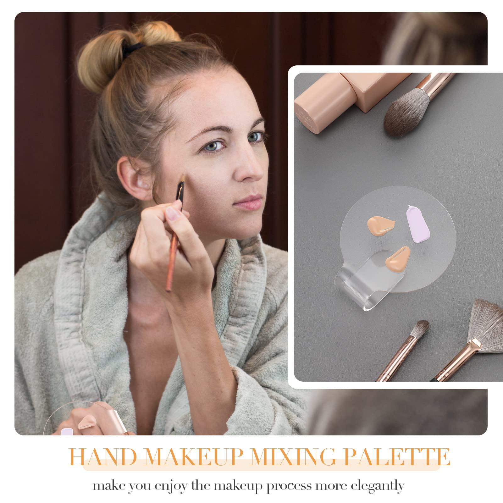 Chinco 2 Pieces Makeup Mixing Palette Handheld Makeup Mixing Tray Acrylic Foundation Clear Palette Eyeshadow Hand Cosmetic Foundation Dish for Blending