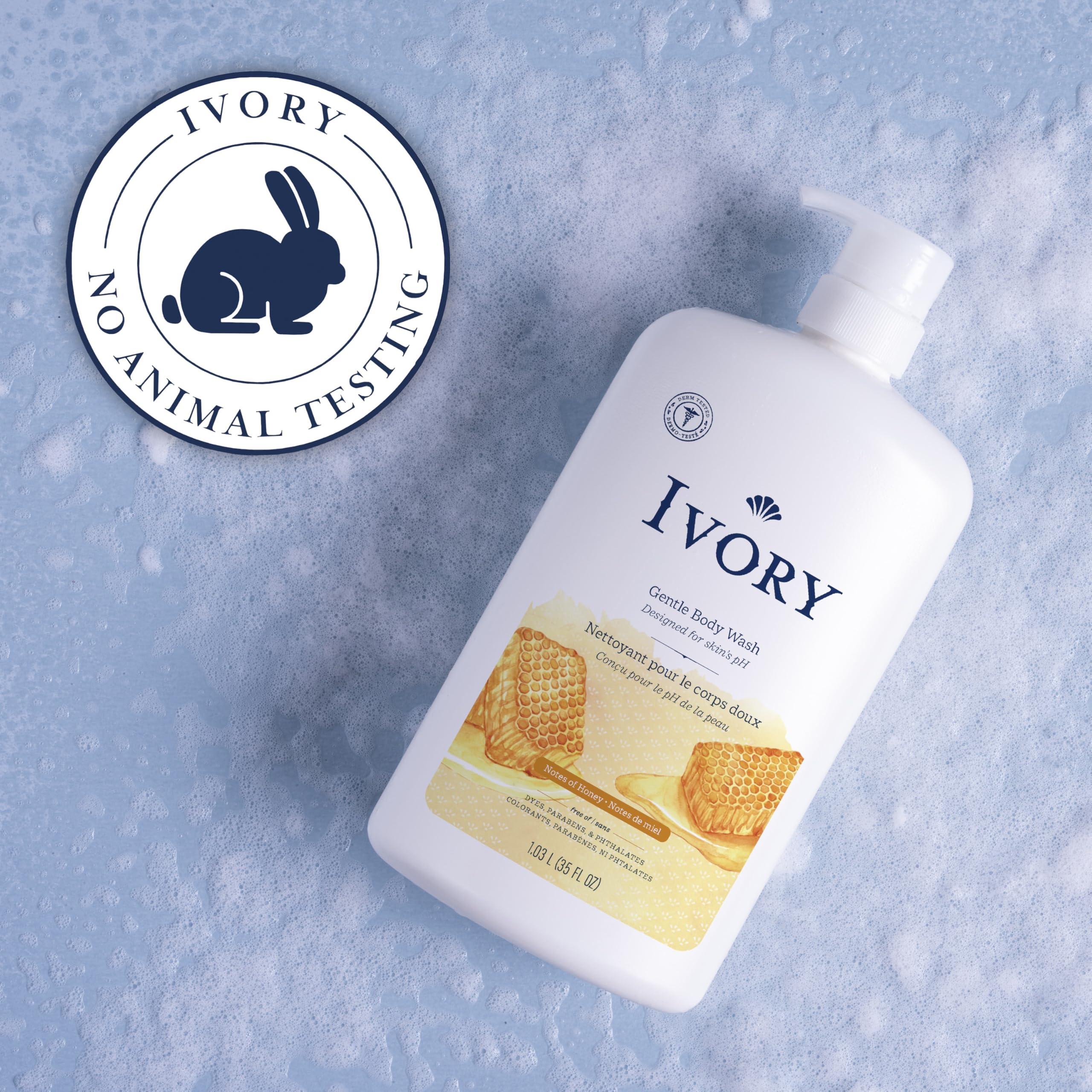Ivory Ivory Body Wash Gentle, Free of dyes, parabens, and phthalates, Honey Scent, 35 oz