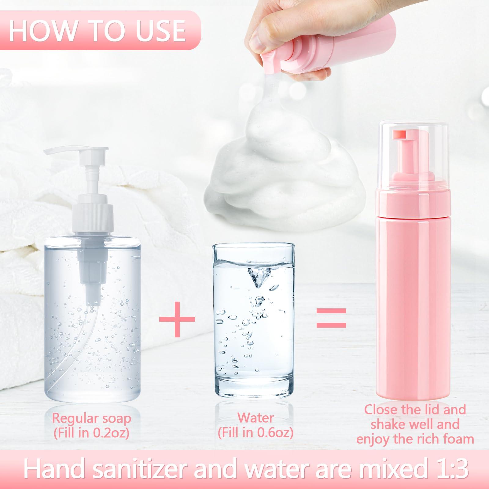 TMLECE TM Foam Pump Bottle 5.1oz/150ml Pink Empty Foam Bottle Pump, Travel Foam Bottle for Soap, Shampoo, Cleaning Foam Dispenser Bottle Refillable (6 Pack)