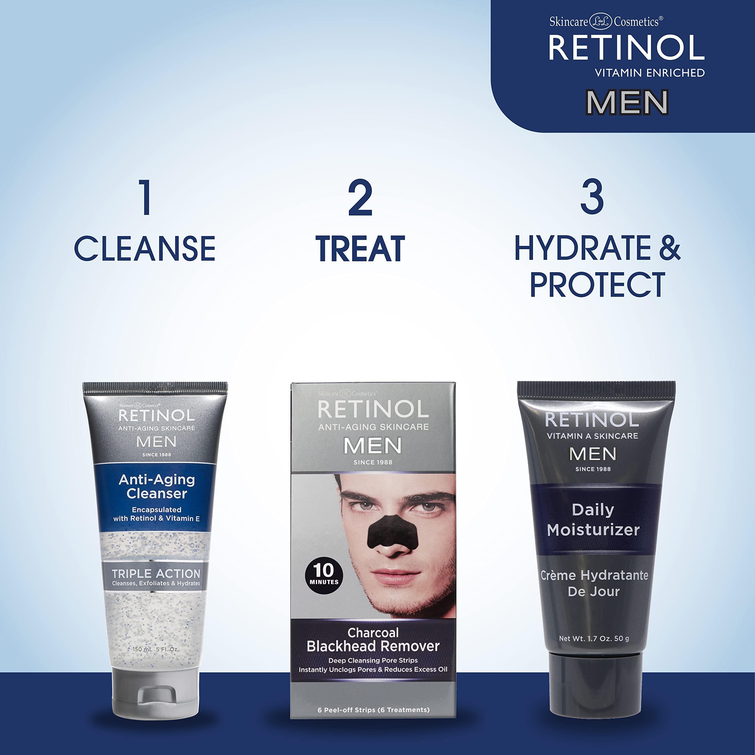 Retinol Retinol Mens Charcoal Blackhead Remover The Original Anti-Aging Peel-Off Cleansing Pore Strips Unclogs Pores & Lifts Out Deep-Down Dirt, Oil & Blackheads In Just 10 Minutes