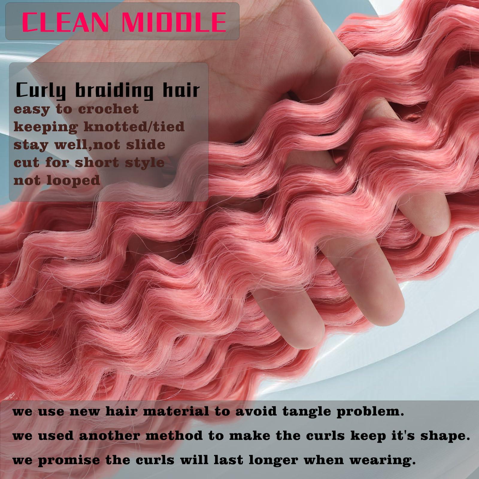 CTRLALT CTRLALT Deep Wave Crochet Hair Curly Braiding Hair for Braiding Hair Faux Locs Crochet Hair Extensions(24Inch 2pack #Rose Gold)