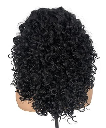 MITIMES MITIMES 16inch Blonde Skunk Stripe Curly Lace Front Wig Synthetic Human Hair Blend Glueless Pre Plucked HD Lace Short Curly Lace Front Wigs for Black Women