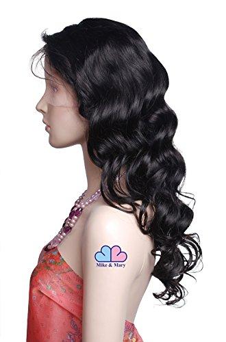 Mike & Mary Mike & Mary® Full Lace Wigs Indian Remy Human Hair Body Wave For Black Women (20inch #1B)