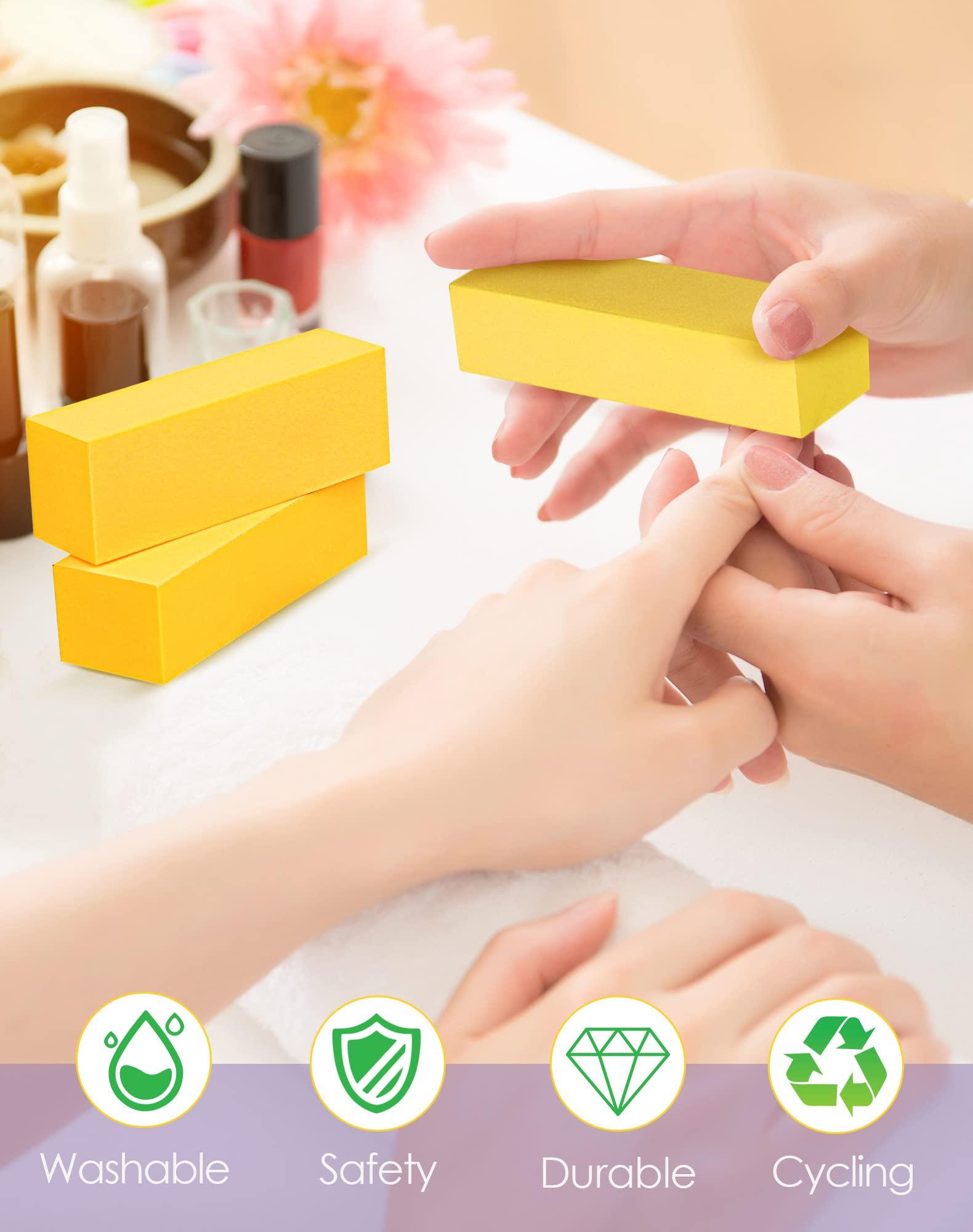 MARYTON Maryton Nail Buffer Fine Grit Finishing Block, 240 Grit Professional Yellow Buffing Blocks for Natural Nails - Buff Nails Before Gel Polish, 5 Count