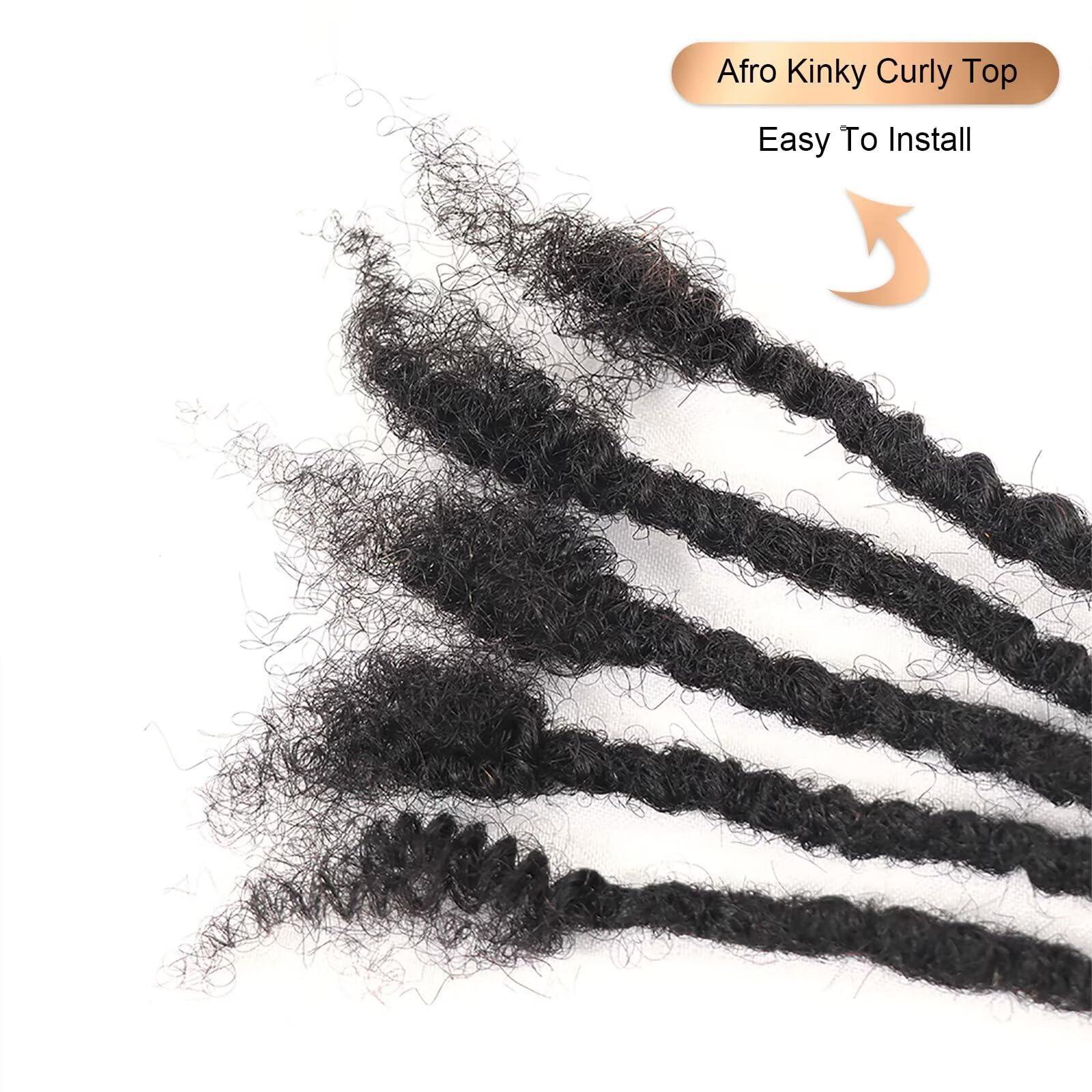 HAPPY&CC HAPPY&CC Textured Loc Extensions Human Hair Full Handmade Coiled Tips Curly Ends Dreadlock Extensions Natural Black 0.6cm Width 12inch 10 Strands