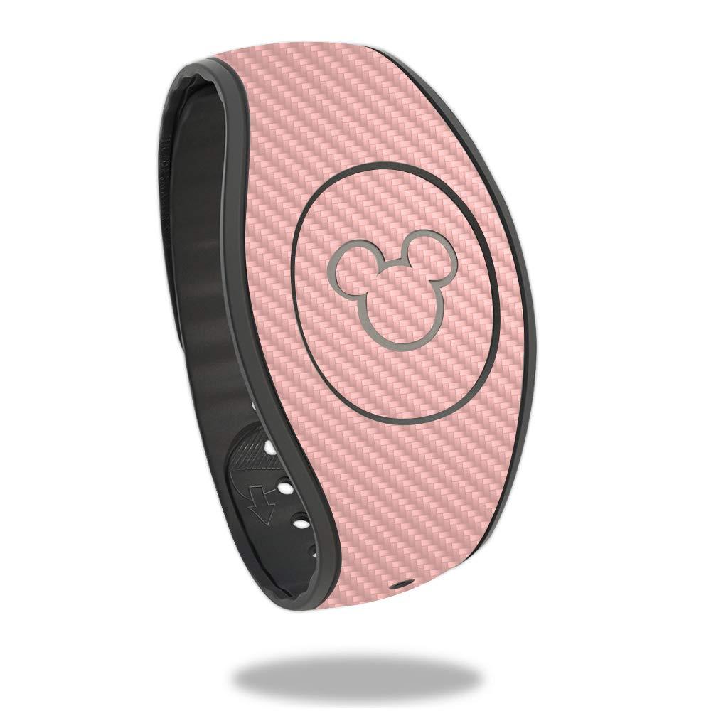 MIGHTY SKINS MightySkins Carbon Fiber Skin for Disney MagicBand 2 - Solid Blush | Protective, Durable Textured Carbon Fiber Finish | Easy to Apply, Remove, and Change Styles | Made in The USA