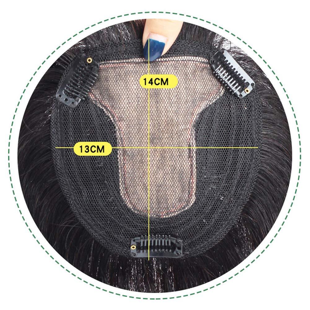 RemeeHi RemeeHi Real Human Hair Women 13x14 Machine Made Middle Silk Base Topper or Toupee Wiglet Top Thin Loss Hair Natural Color 25cm