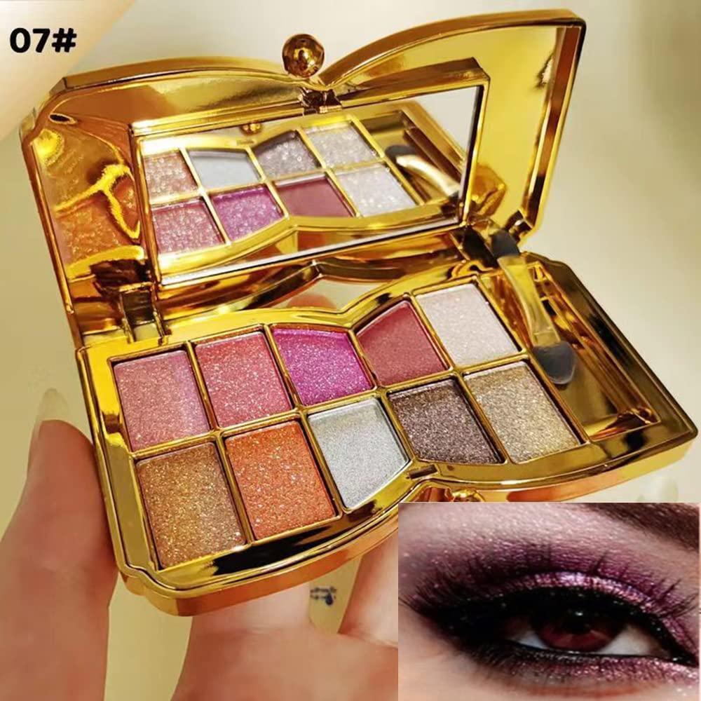 Impeccablery Gold Eye Shadow Eyeshadow Palette Shimmer - 10 Colors Sparkly Eyeshadow Glitter Highly Pigmented Long Lasting Waterproof Sweatproof Professional Nudes Warm Natural Neutral Smoky Cosmetic Eye (#07)