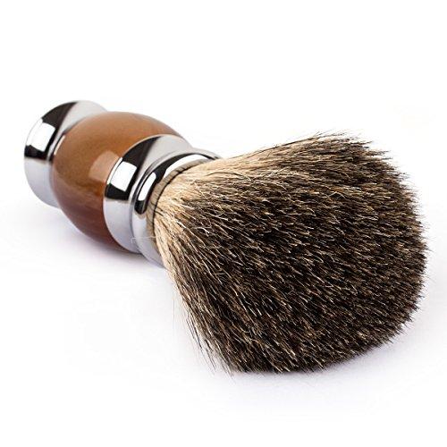 QSHAVE QSHAVE 100% Best Original Pure Badger Hair Shaving Brush Handmade. Faux Agate Handle. Perfect for Wet Shave, Safety Razor, Double Edge Razor
