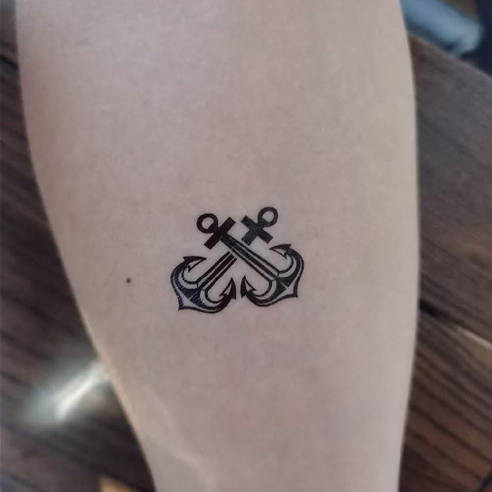 SanerLian SanerLian Anchor Ship Temporary Tattoo Sticker Waterproof Adult Men Women Hand Arm Shoulder 15X11cm Set of 2 (SF6106)