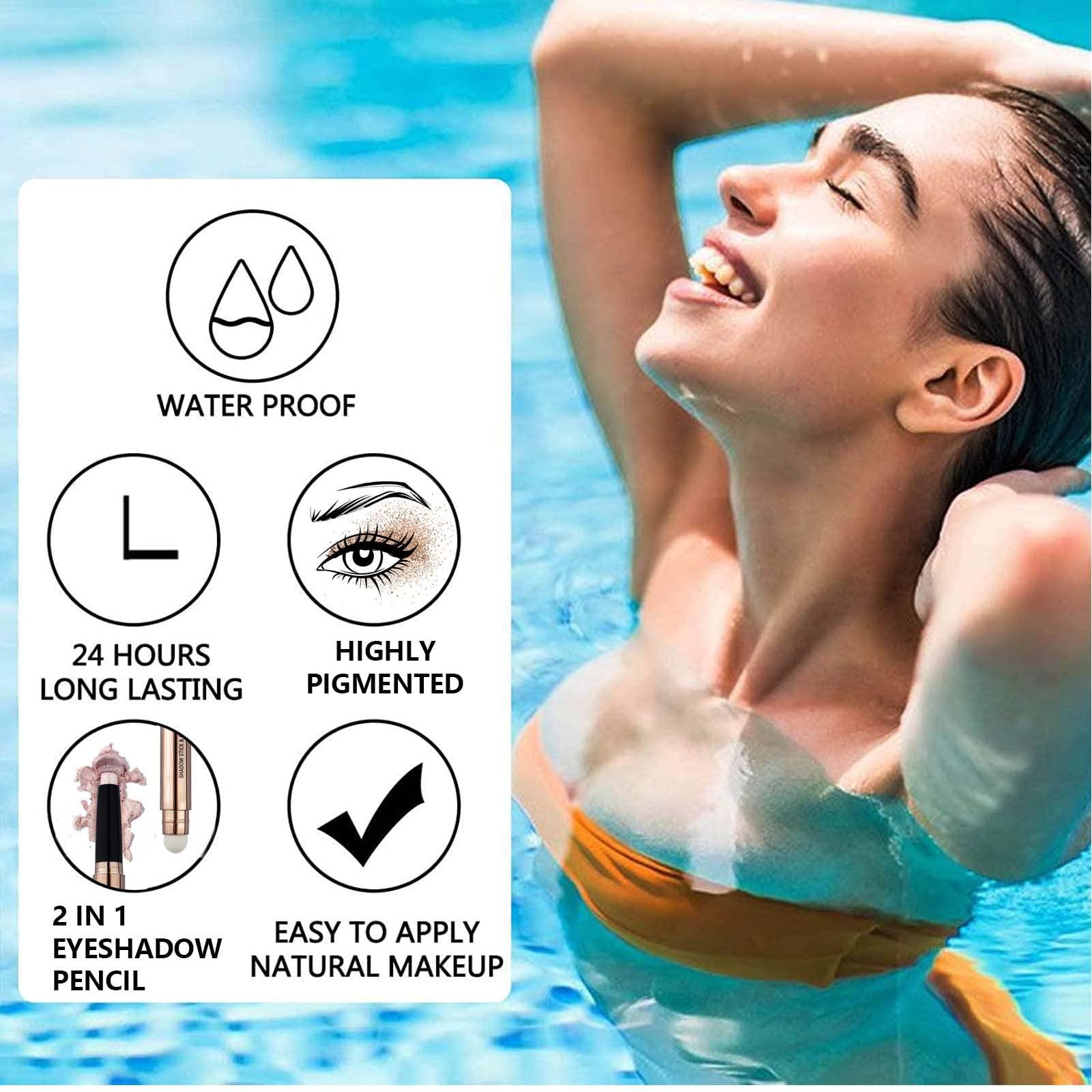 MAY FOLTREN Silver Smokey Grey Gray Eyeshadow Stick, Cream Smooth Single Shimmer Eyeshadow Pencil, Hypoallergenic Waterproof Long Lasting Multi-Dimensional Eye Shadow Highlighter Stick(Moon Silver Shimmer #10)