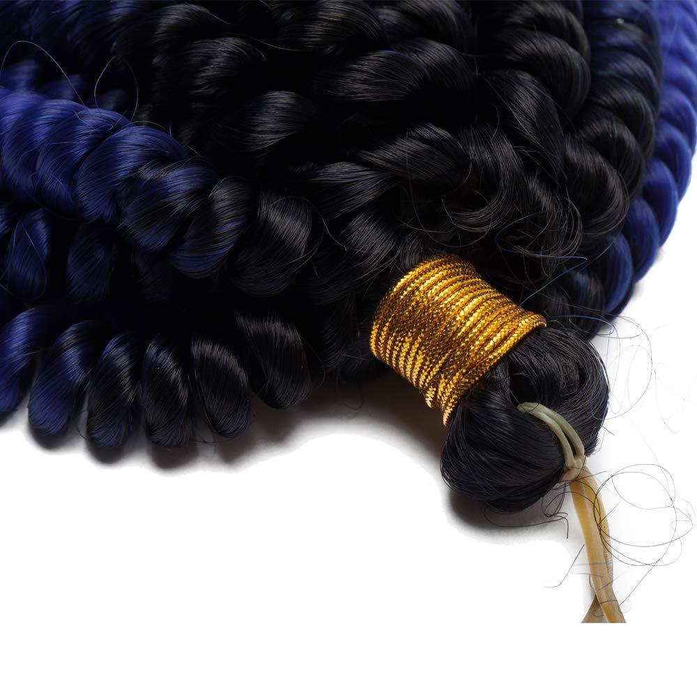 S-noilite Jamaican Bounce Hair 6 Inch Jumpy Wand Curly Crochet Hair Short Curly Crochet Braids Hair Extension Braids Twist Hair Jamaican Bounce Synthetic For Black Women (6"curly,black to dark blue)