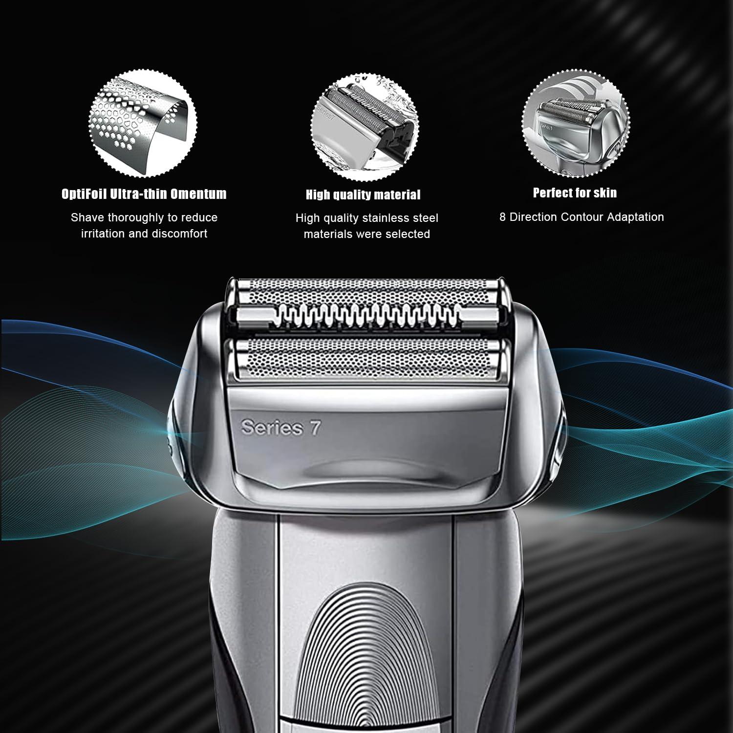 MEMIRY Series 7 70S Electric Shaver Head Replacement, Compatible with Braun Series 7 Shavers: 720cc, 730cc, 735s, 750cc, 760cc, 790cc, and 795cc, 2 Packs (Sliver)