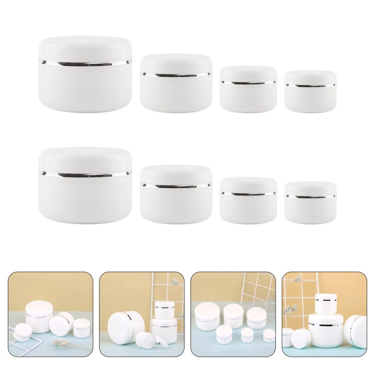 HAPINARY HAPINARY 8pcs Cream Box Cream Bottle Cream Holder Travel Cosmetic Bottles Cream Sample Bottles Round Lotion Bottles Lotion Container Cream Bottle with Lids Leak-proof Cream Jars White Pp