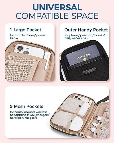 BAGSMART BAGSMART Small Cosmetic Bag with Small Electronic Organizer Bag Black