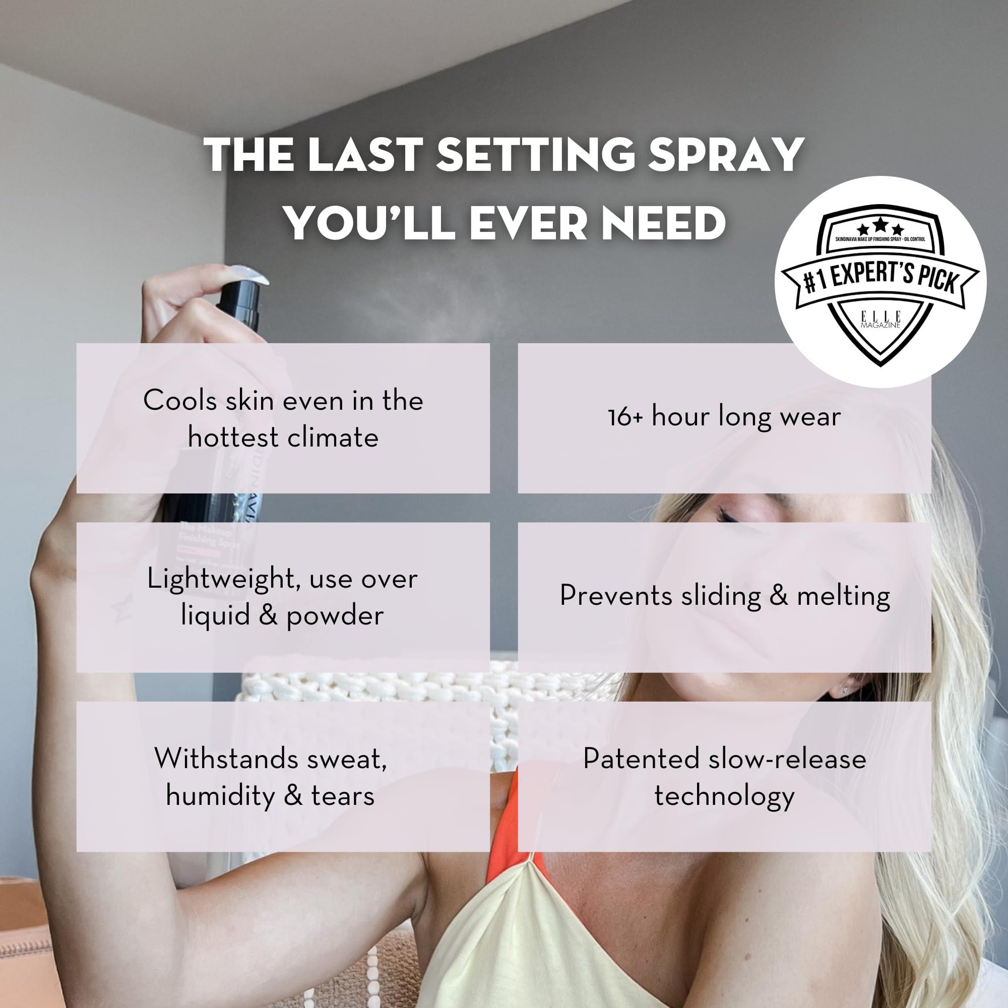 SKINDINAVIA Skindinavia The Makeup Finishing Spray, Oil Control Setting Spray, Temperature-Control for All-Day Wear, For Oily Skin, Long-Lasting Up to 16+ Hours, Heat-Resistant & Waterproof, Fine Mist (2 Oz)