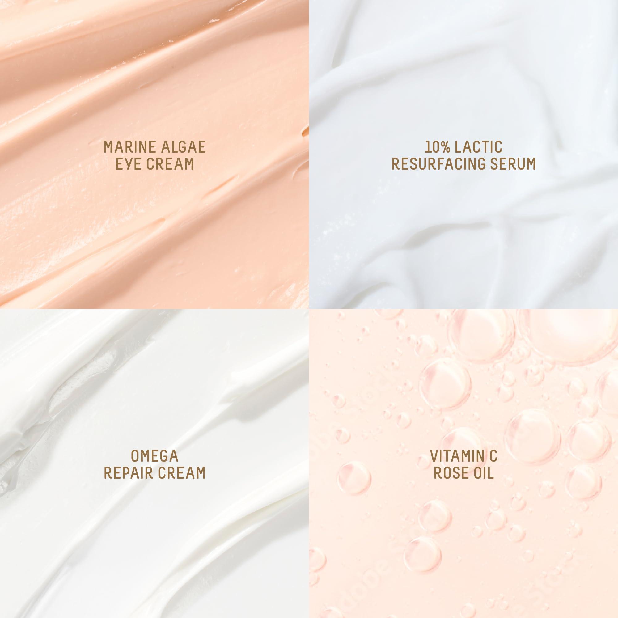 BIOSSANCE Biossance Most Loved + Luminous Skincare Holiday Gift Set, Vitamin C Rose Face Oil, Marine Algae Eye Cream, Omega Repair Face Moisturizer, and Lactic Acid 10% resurfacing face serum, $143 value, 1 Set