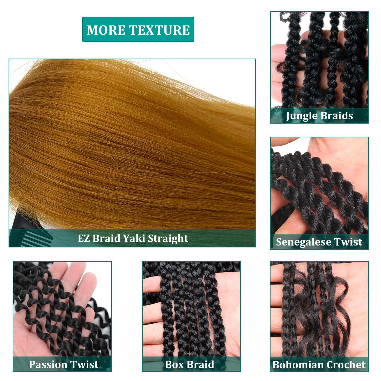 UPruyo UPruyo Color 27 Honey Blonde Braiding Hair 18 inch Pre Stretched Braiding Hair Extensions for Braids Short Braiding Hair Pre Stretched Synthetic Yaki Knotless Box Braiding Hair Blonde 27 6 packs