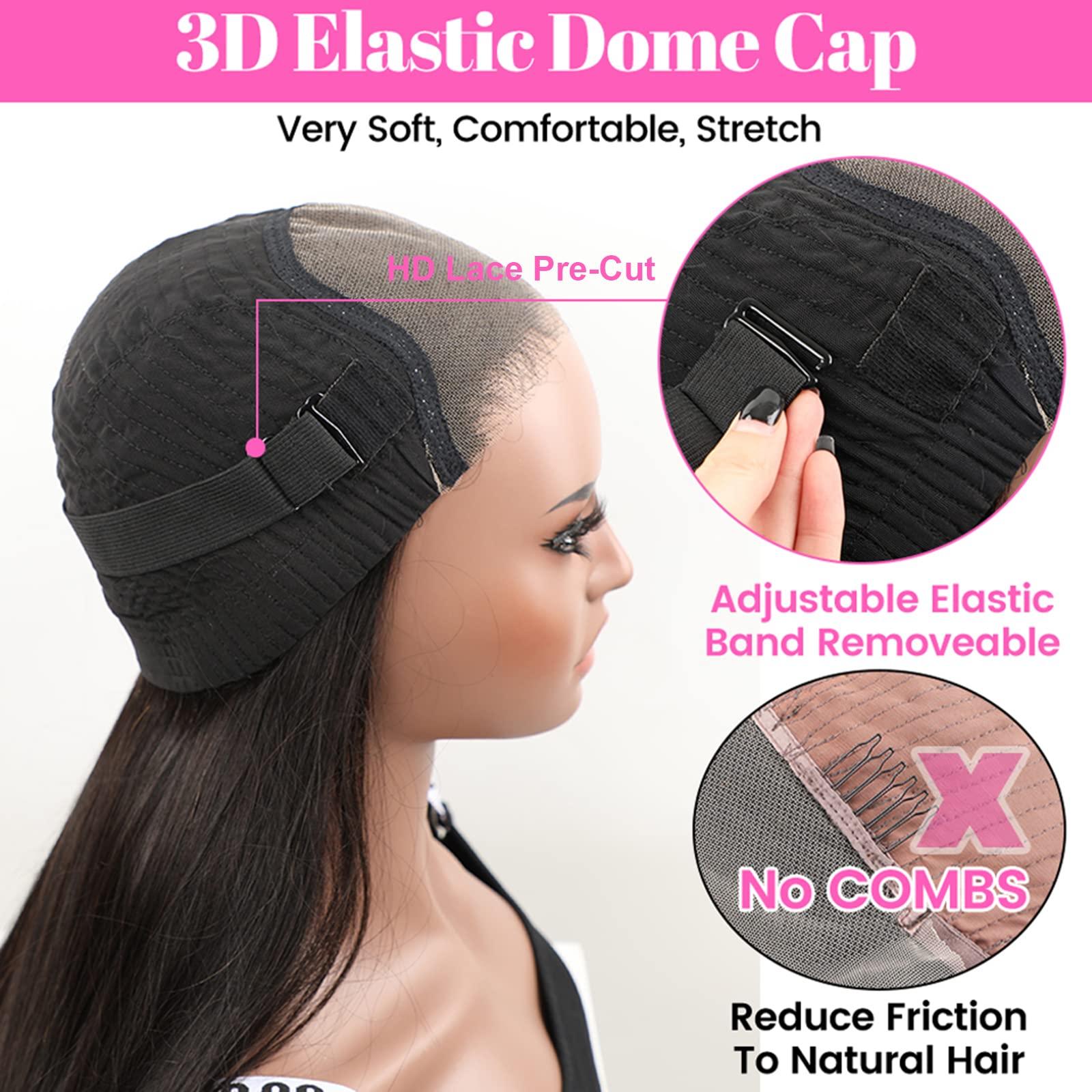 ISEE ISEE HAIR Lace Front Wigs Human Hair Kinky Straight Wear & Go Glueless Wigs Natural Hairline Pre Cut HD Lace Closure Wig Beginner Friendly 180% Density 20 Inch