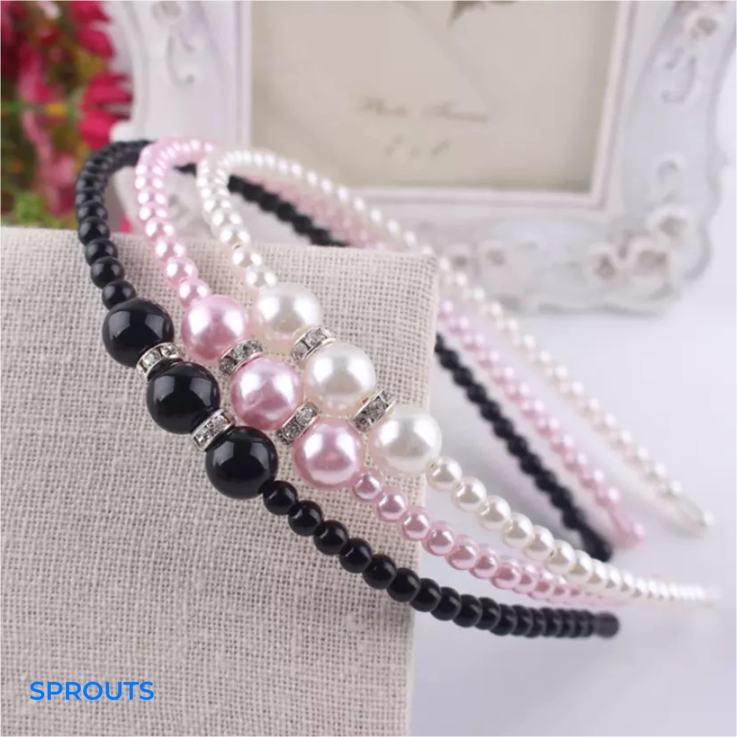 SPROUTS SPROUTS Girls Headbands 3 Pcs Pearl Headband Thin Fabric Hair Band Non-slip Hair Hoops Girl Hair Accessories for kids