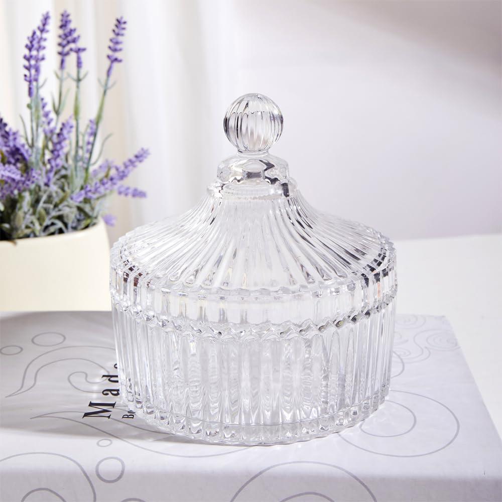 COSHINE COSHINE Extra Large Body Powder Puff Dish, Powder Puff Crystal Container, Body Puff Jar, Puff not Including