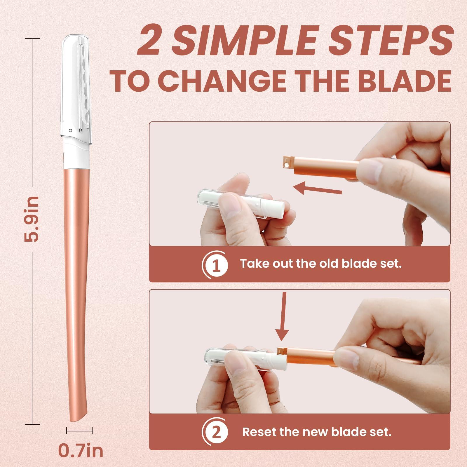 Fvrsweo Dermaplaning Tool for Face - Dermaplane Razor for Women Face with 20 Replaceable Blades - Professional Womens Face Razor Peach Fuzz - Facial Hair Removal for Women & Eyebrow Hair Removal