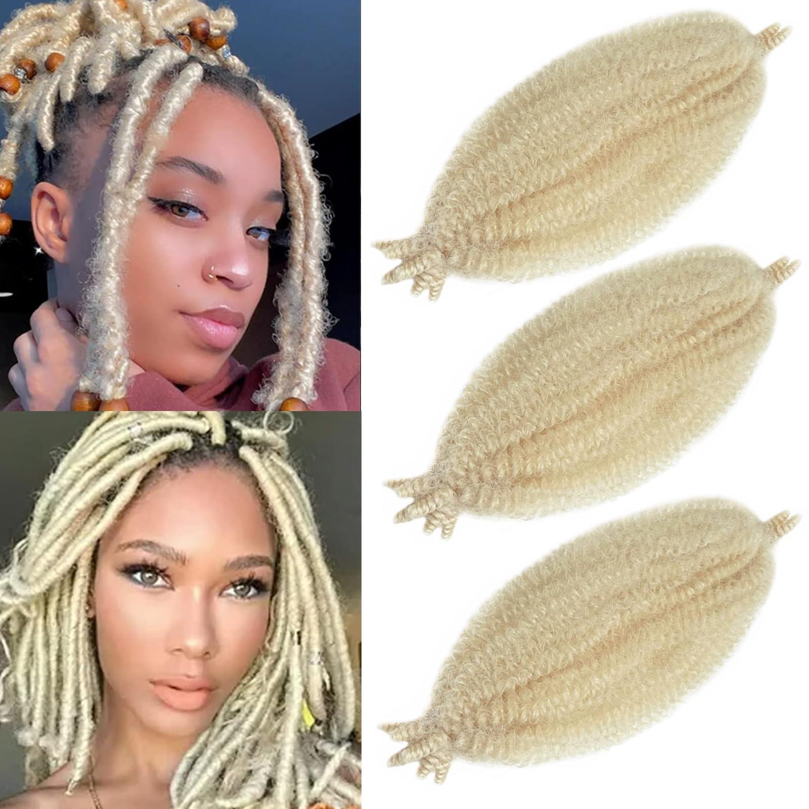 Detean Marley Twist Braiding Hair Marley Twist Hair Springy Twist Hair Afro Twist Hair 14 Inch 3 Packs Pre Separated Pre Fluffed Twist Hair for Braids Marley Crochet Hair Extensions (613,3Packs)