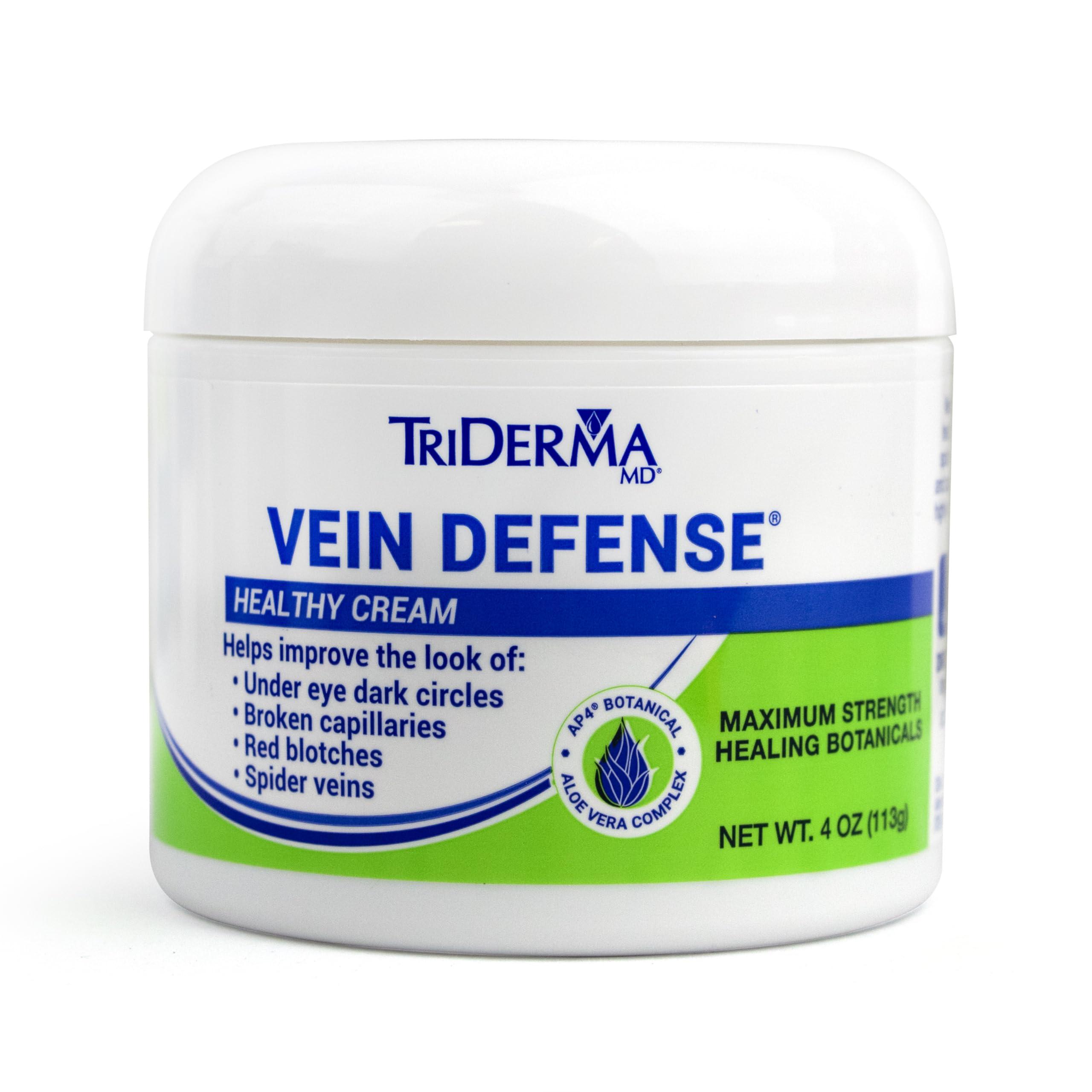 TriDerma TriDerma Vein Defense Healthy Cream, Helps Improve the look of Spider Veins, Broken Capillaries, Red Blotches and Under Eye Dark Circles 4 oz