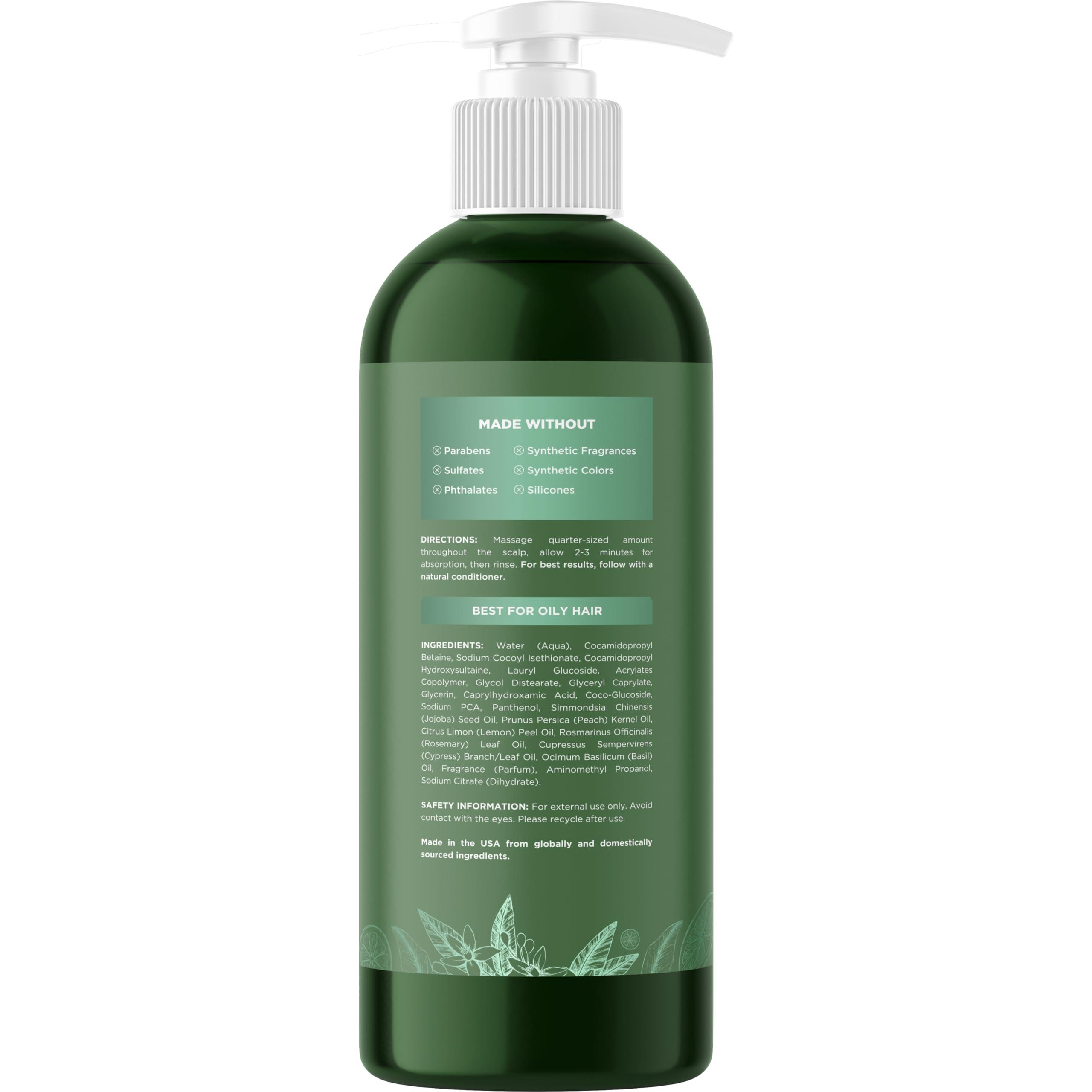 Maple Holistics Clarifying Shampoo for Oily Hair and Scalp - Deep Cleansing Shampoo Build Up Remover with Rosemary Oil - Degrease Shampoo for Greasy Hair & Scalp - Vegan Color Safe Sulfate & Paraben Free (16 Fl Oz)