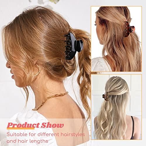DEEKA DEEKA 3 PCS 2.5 Inch Tortoise Shell Hair Claw Clips Double Row Teeth Plastic Hair Jaw Clips Hair Barrettes Thick Medium Thin Hair Clips for Women