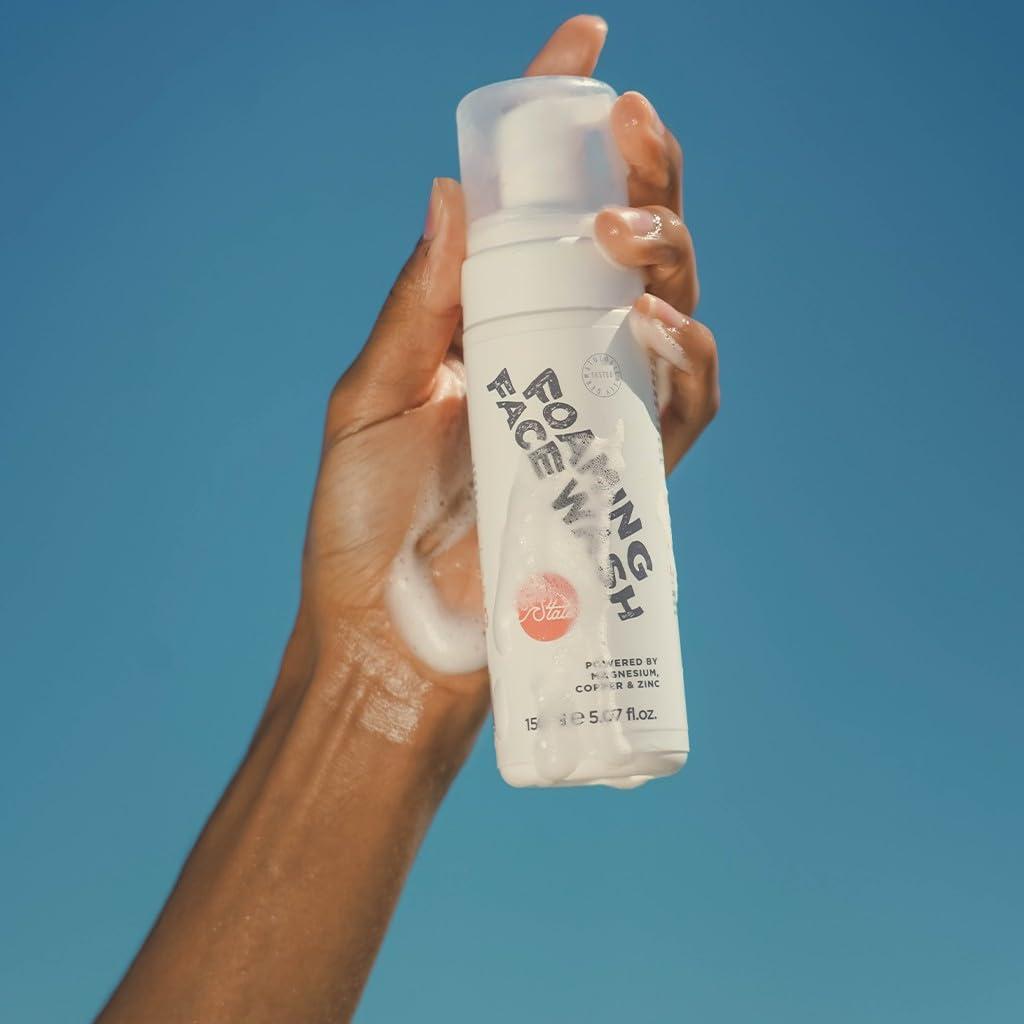 31st State 31st State Skincare Grooming Gift Set - Core Four Foaming Face Wash (150ml), 2-IN-1 Hair & Body Wash (150ml), Overnight Clearing Pads (50 Pads) & Aluminum Free Roll-On Deodorant (50ml), White