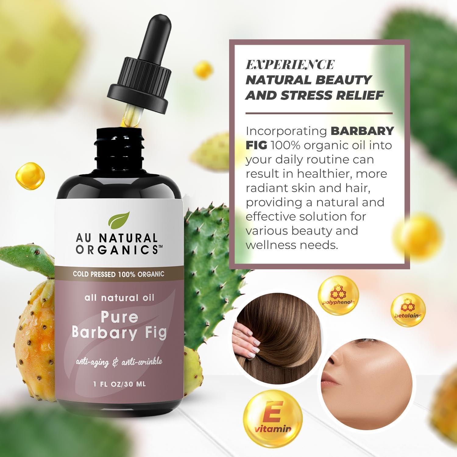 Au Natural Organics Au Natural Organics Prickly Pear Seed Oil for Face (Barbary Fig) 100% Pure Organic Prickly Pear Oil, All Natural Face, Dry Skin & Body Moisturizer and Hair Treatment, Extra Virgin, Cold Pressed, 1 oz
