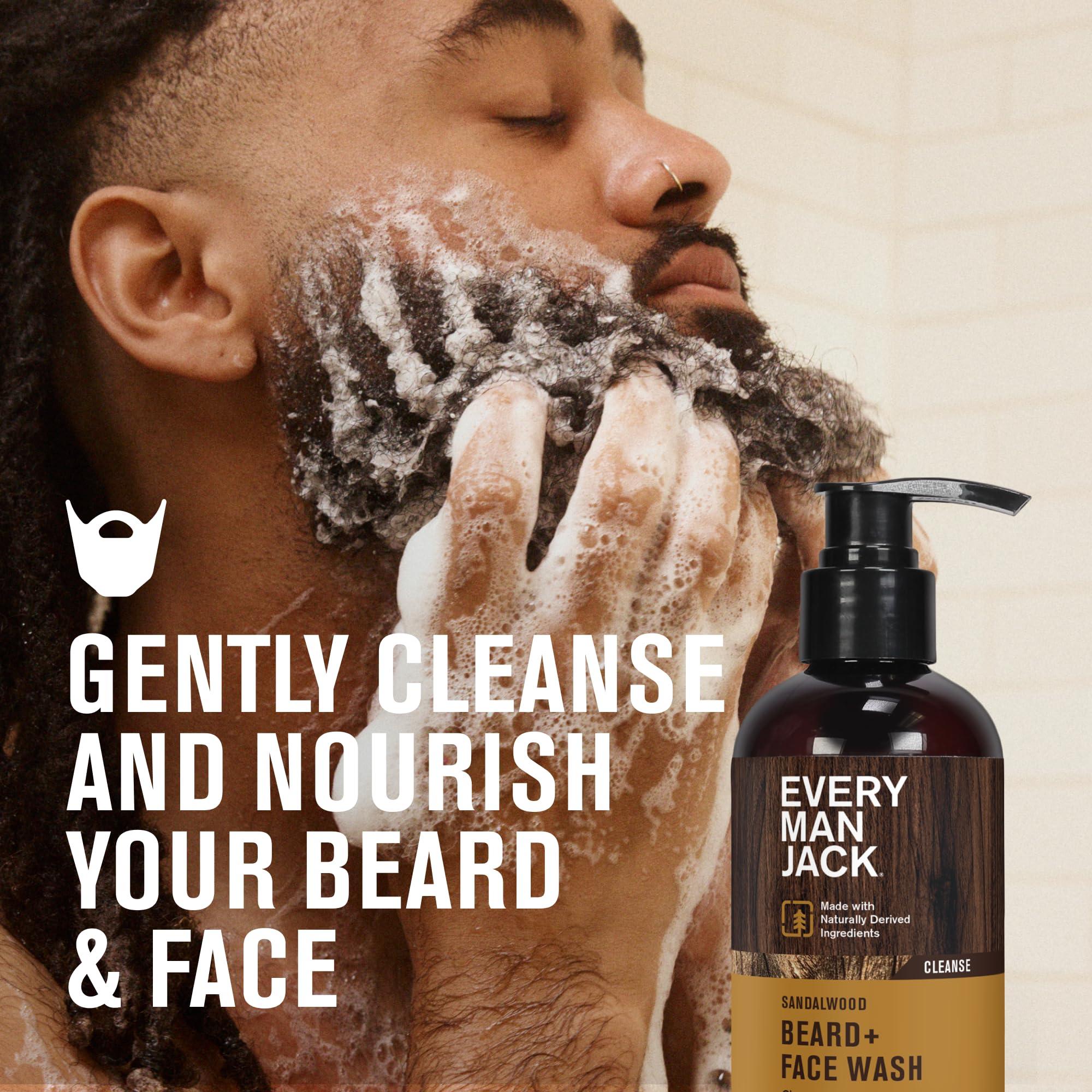 Every Man Jack Every Man Jack Sandalwood Beard + Face Wash - Made w/Naturally Derived Ingredients like Aloe Vera & Coconut - 6.7oz (2 Pack)