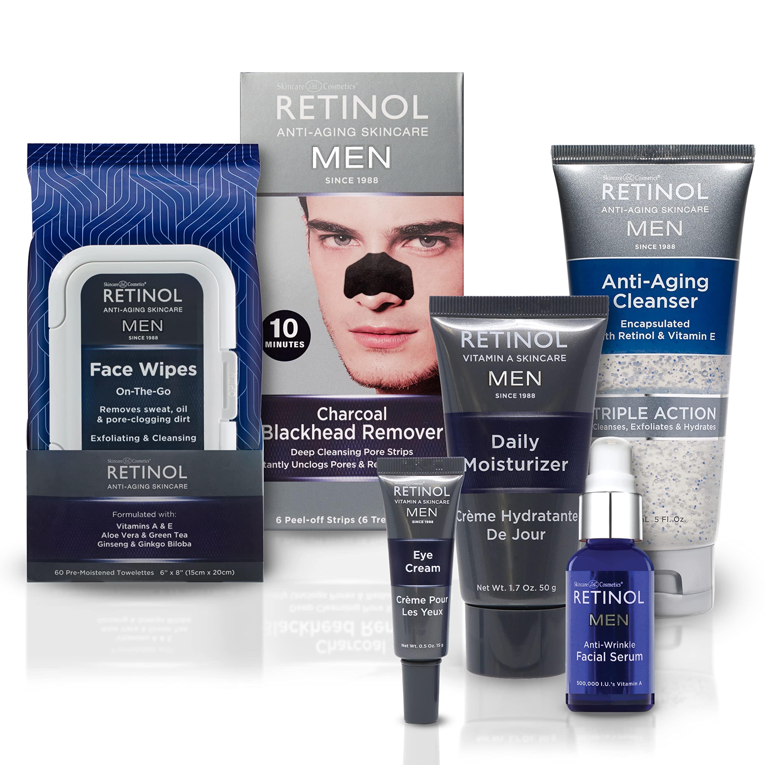 Retinol Retinol Mens Charcoal Blackhead Remover The Original Anti-Aging Peel-Off Cleansing Pore Strips Unclogs Pores & Lifts Out Deep-Down Dirt, Oil & Blackheads In Just 10 Minutes